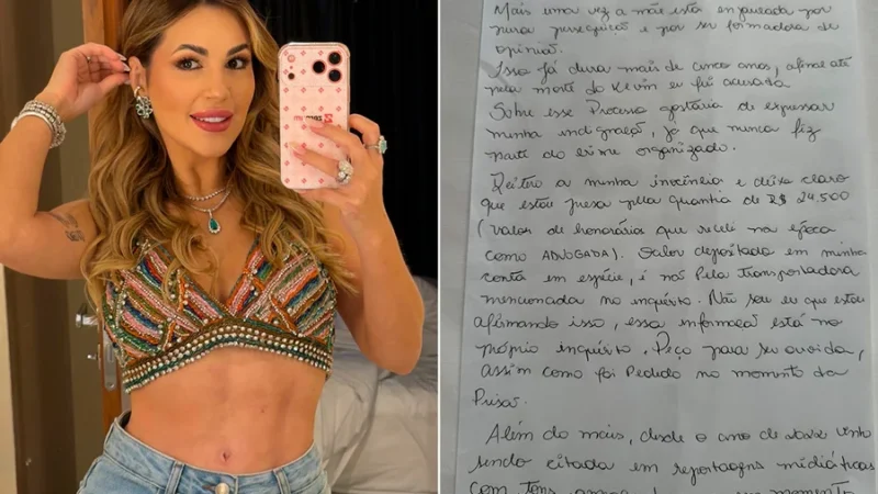 Deolane escreve carta enquanto está presa