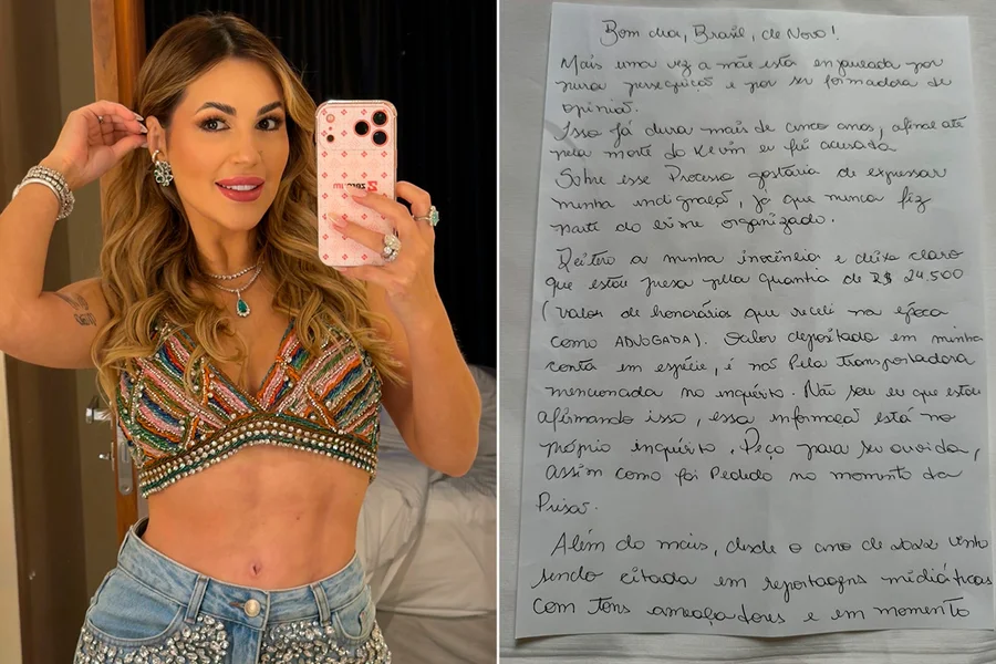 Deolane escreve carta enquanto está presa